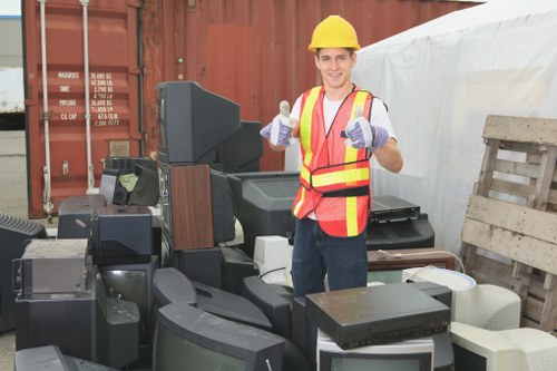 Business professionals discussing waste management